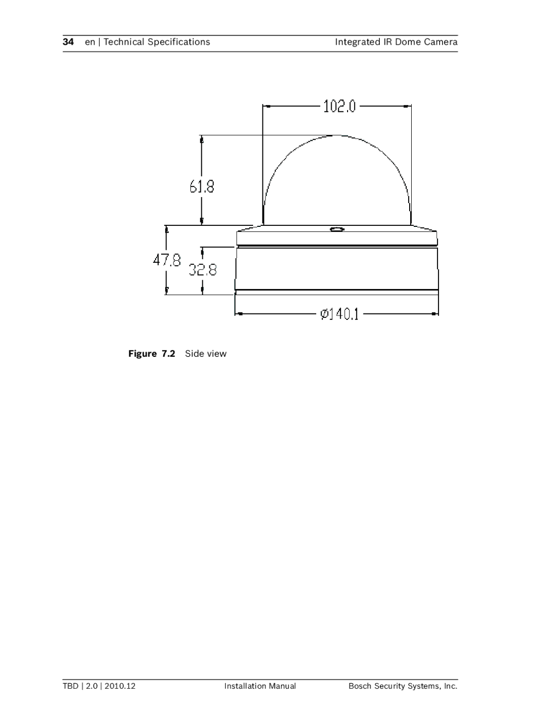 Bosch Appliances WZ45 installation manual Side view 