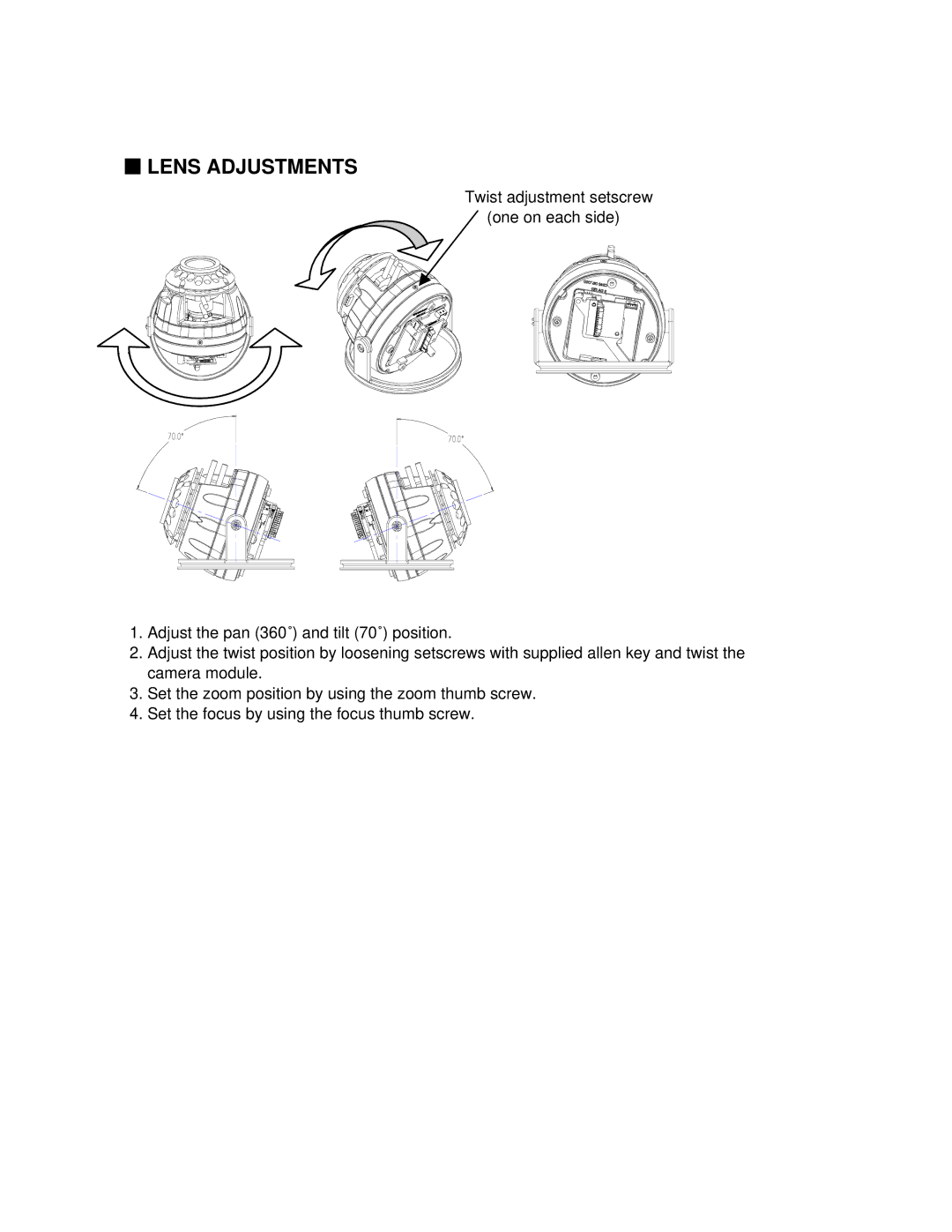 Bosch Appliances WZ45N instruction manual Lens Adjustments 