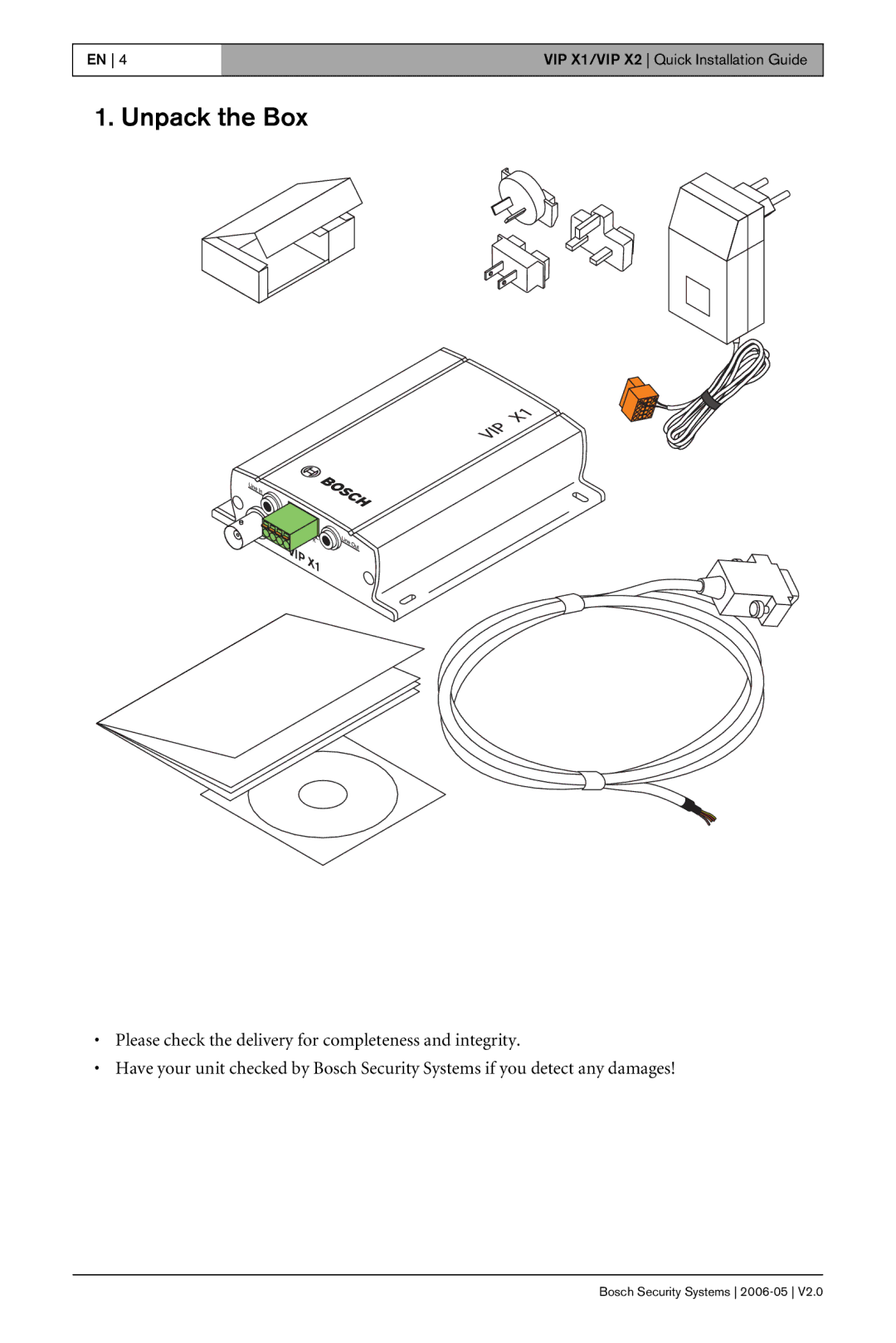 Bosch Appliances X1 manual Unpack the Box 