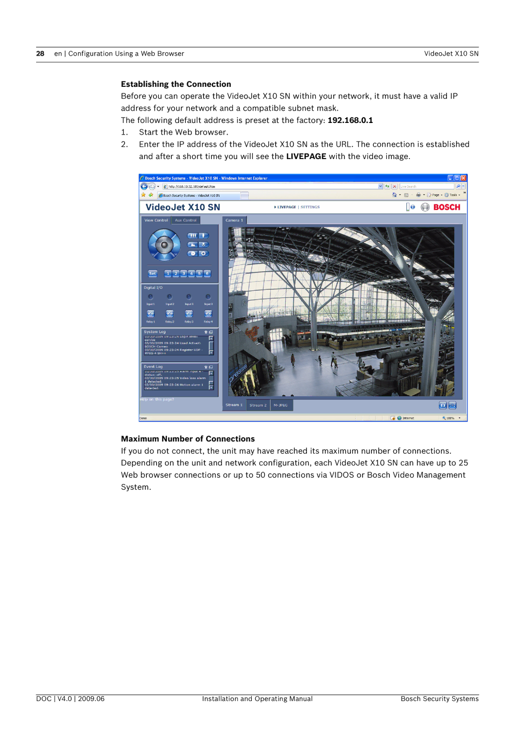 Bosch Appliances X10 SN manual Establishing the Connection, Maximum Number of Connections 