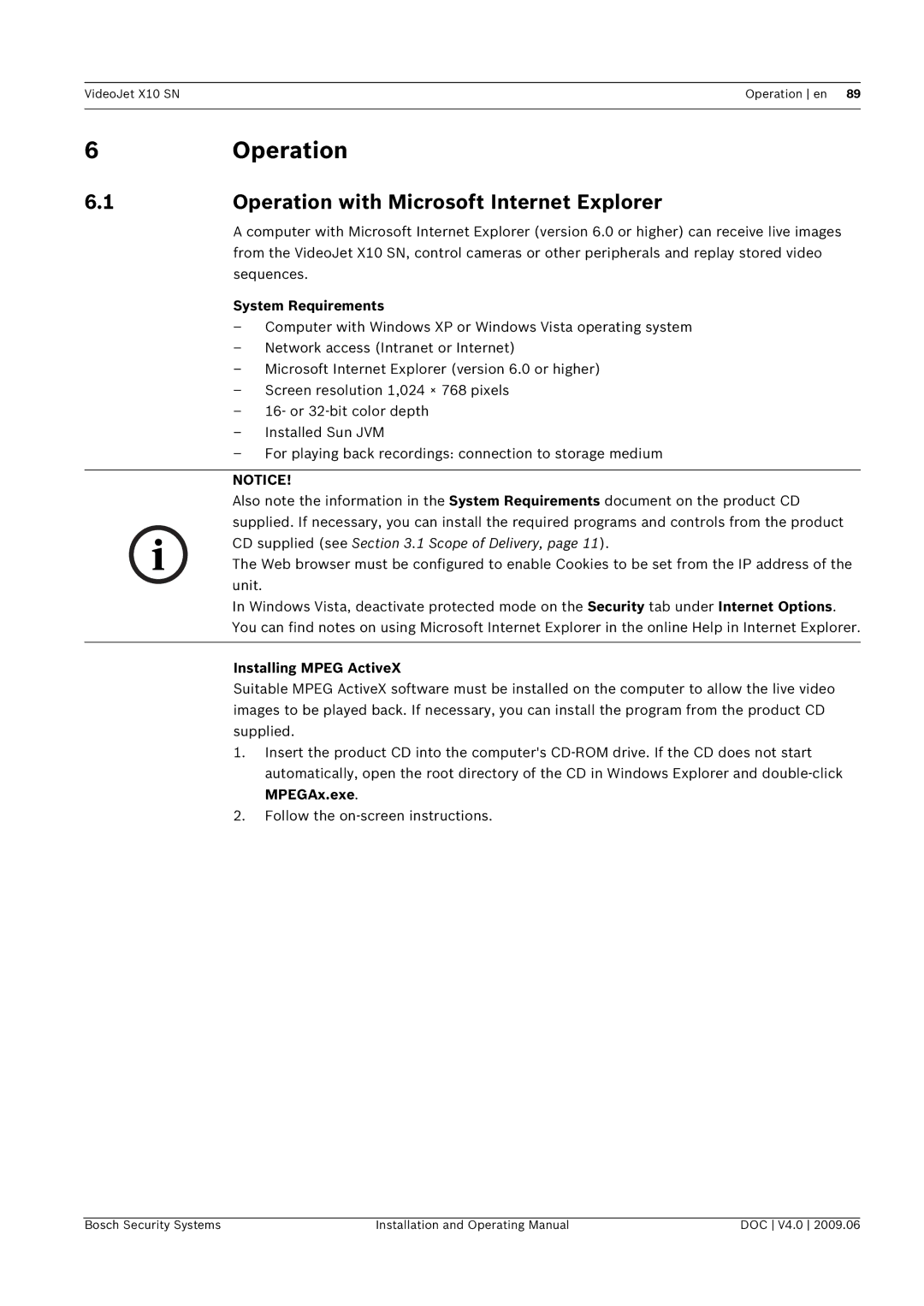 Bosch Appliances X10 SN manual Operation with Microsoft Internet Explorer, Sequences 