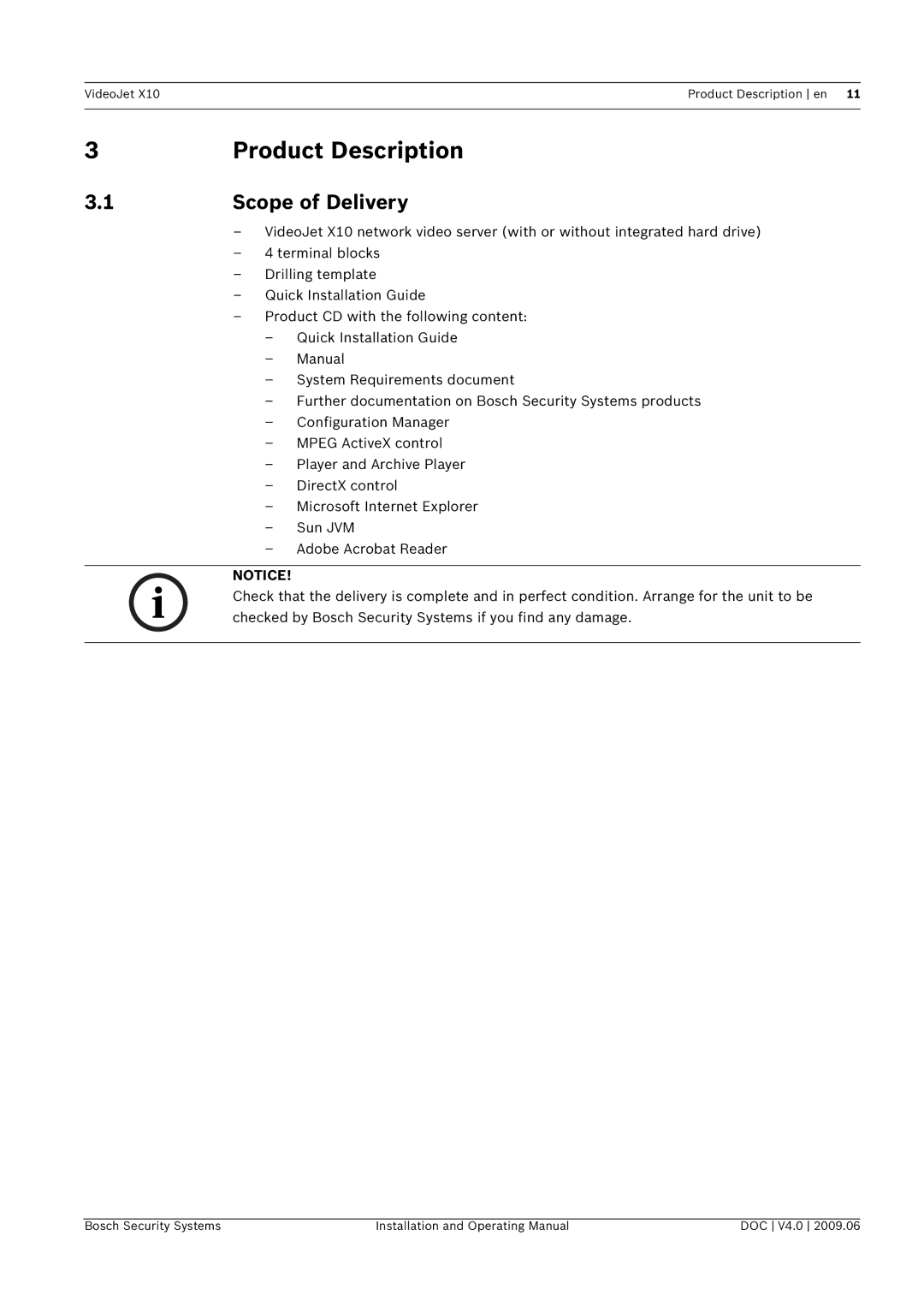 Bosch Appliances X10 manual Product Description, Scope of Delivery 