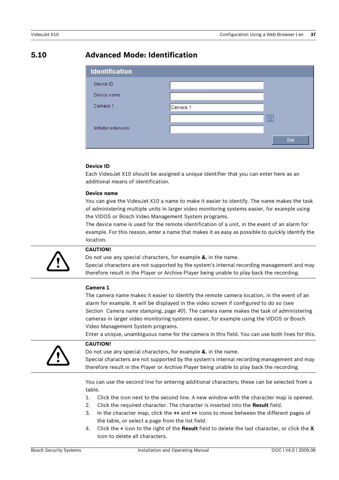 Bosch Appliances X10 manual Advanced Mode Identification, Device ID 