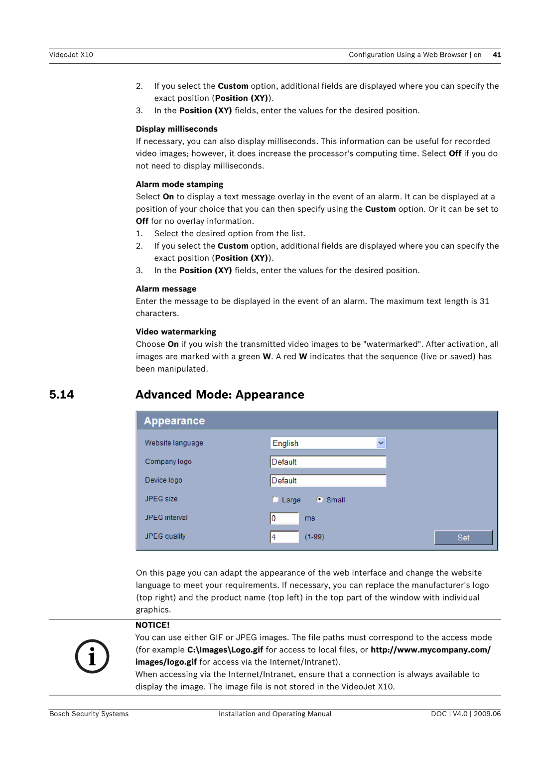 Bosch Appliances X10 manual Advanced Mode Appearance, Display milliseconds, Alarm mode stamping, Alarm message 