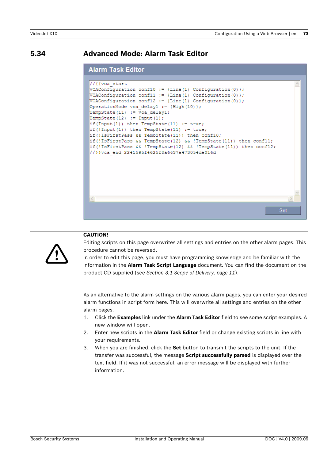 Bosch Appliances X10 manual Advanced Mode Alarm Task Editor 