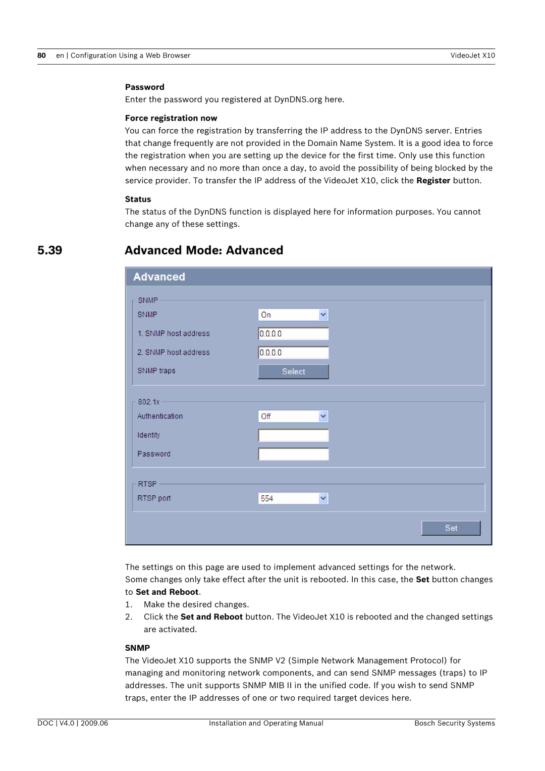 Bosch Appliances X10 manual Advanced Mode Advanced, Force registration now, Status 