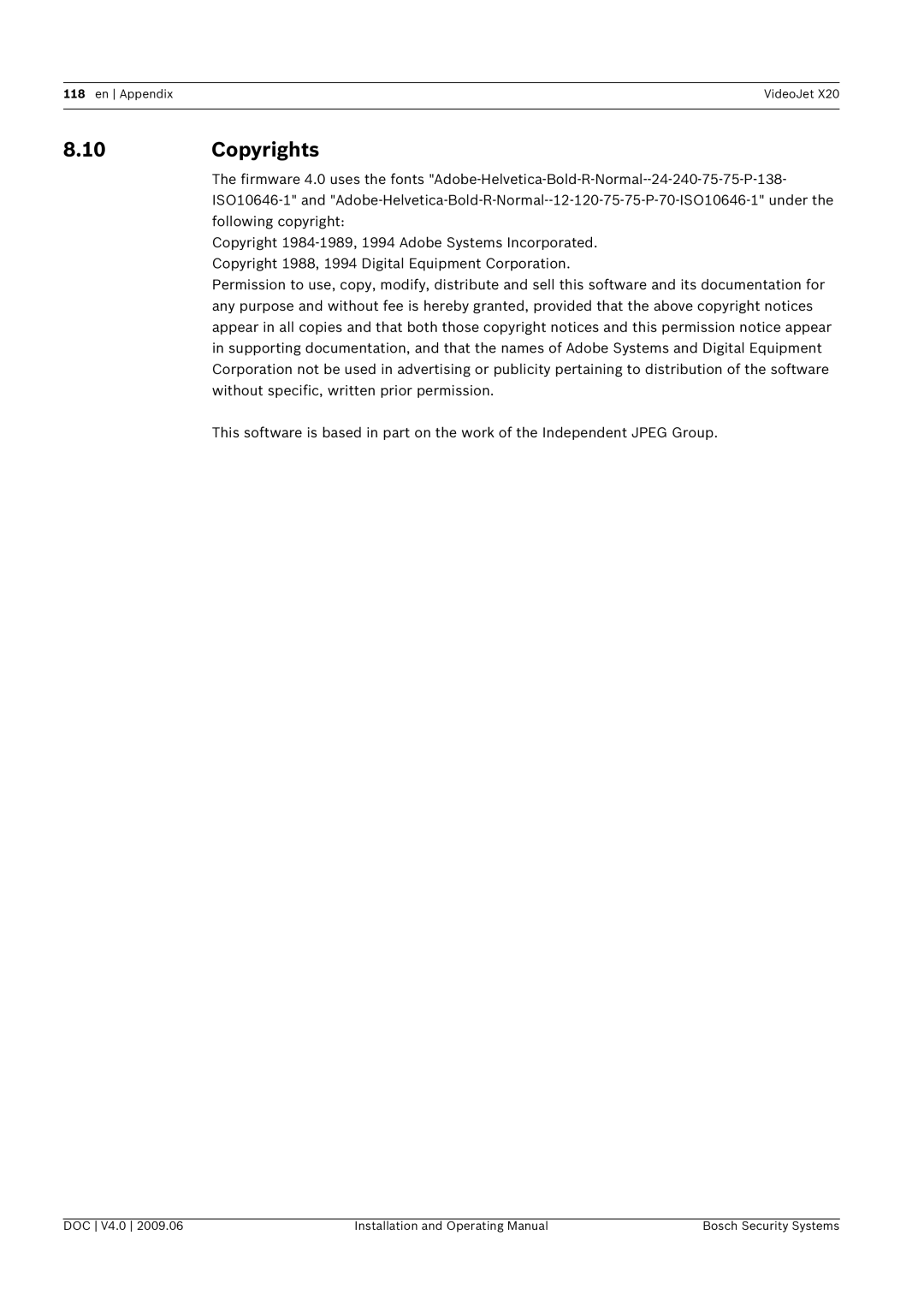 Bosch Appliances X20 manual 10Copyrights 