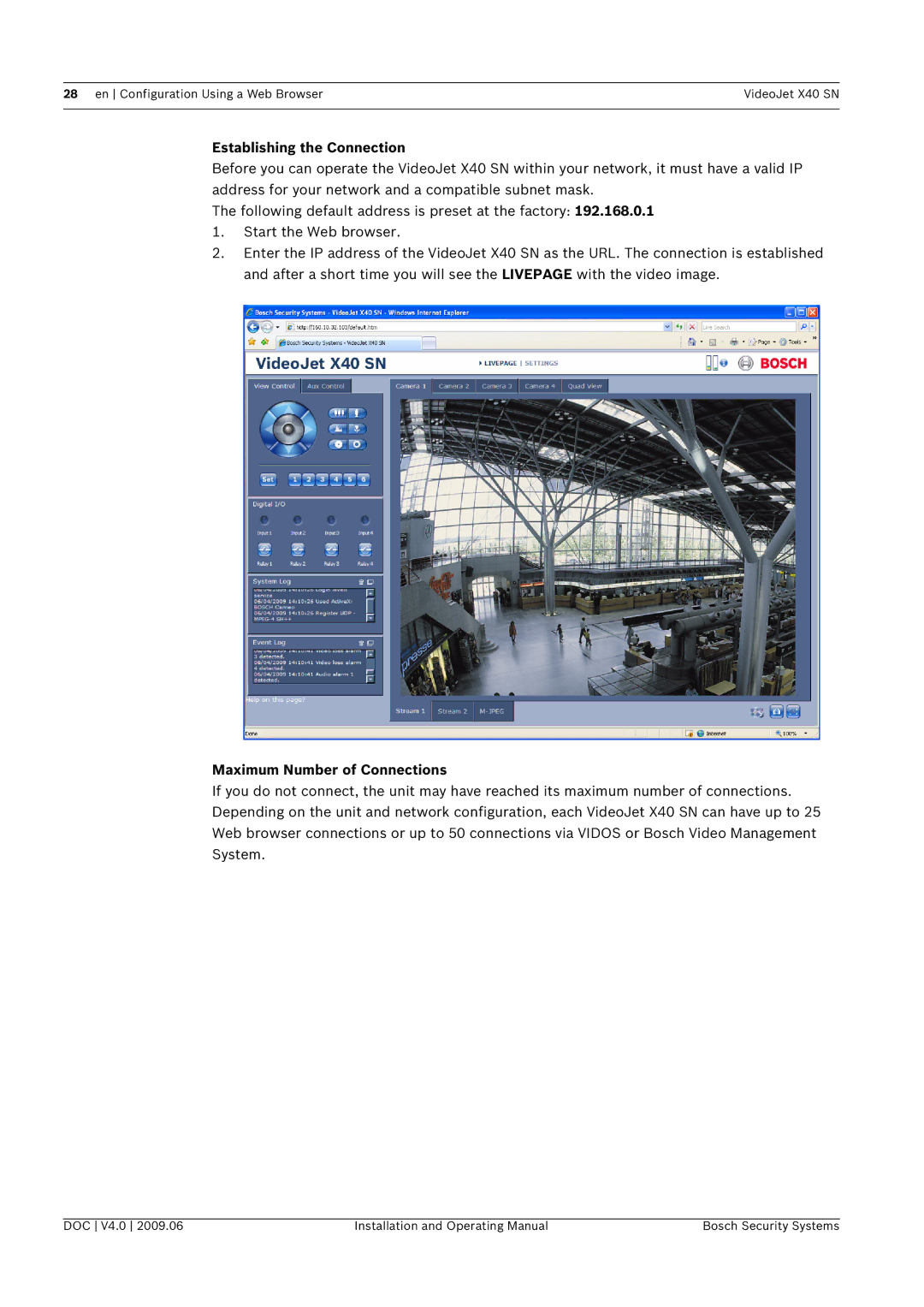 Bosch Appliances X40 SN manual Establishing the Connection, Maximum Number of Connections 