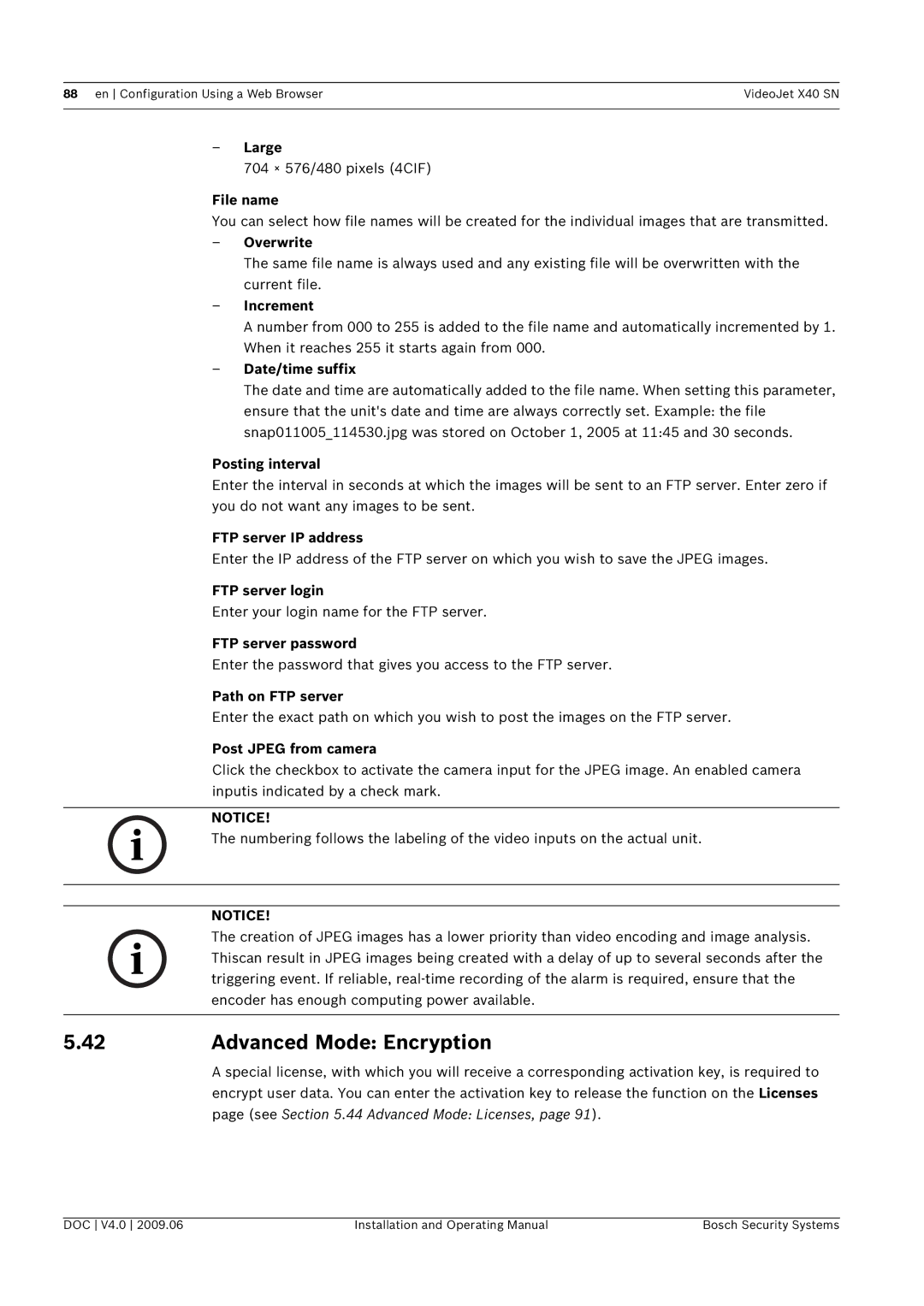 Bosch Appliances X40 SN manual Advanced Mode Encryption 