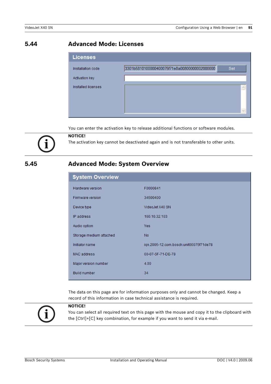 Bosch Appliances X40 SN manual Advanced Mode Licenses, Advanced Mode System Overview 