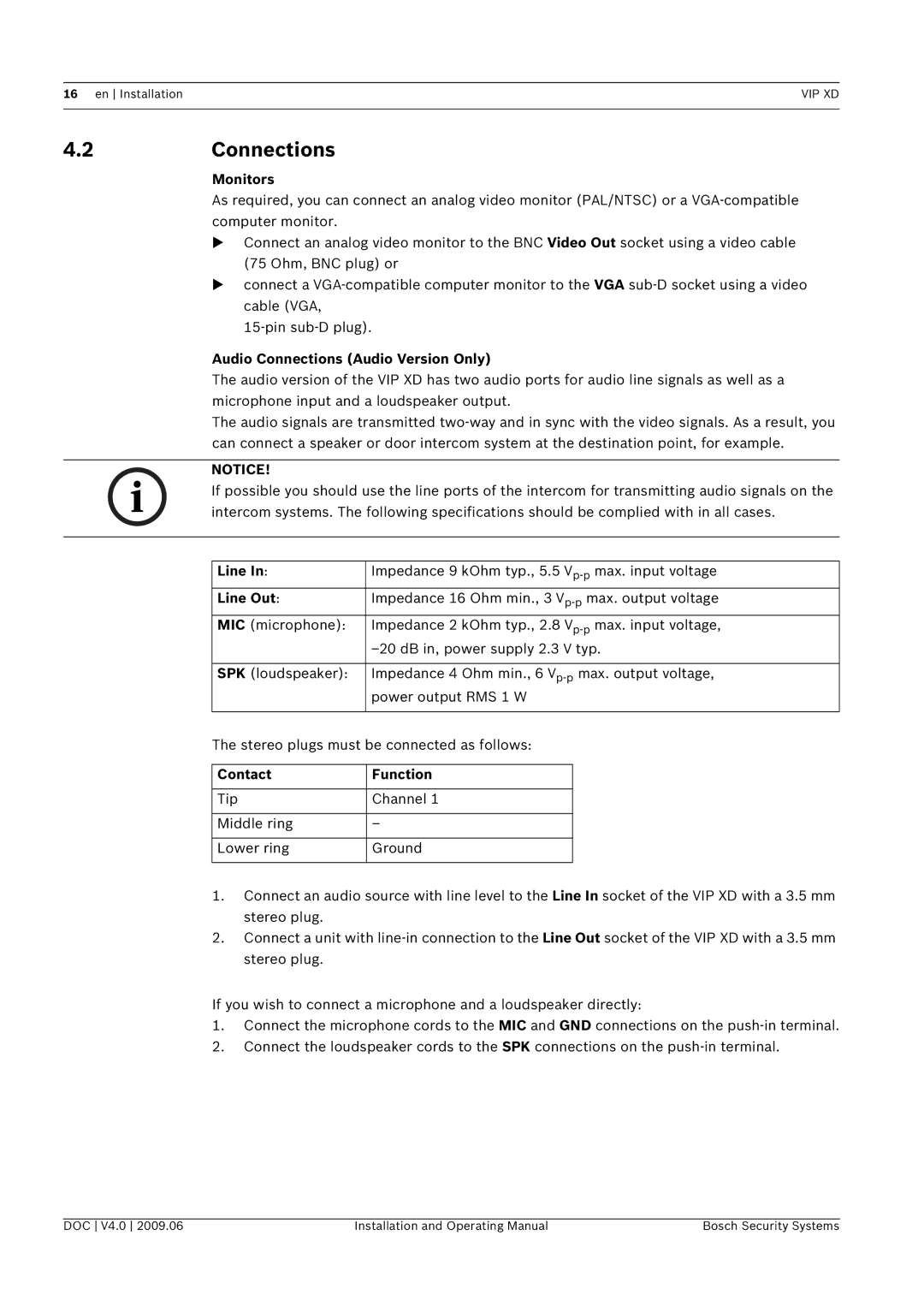 Bosch Appliances XD, VIP manual 2Connections 