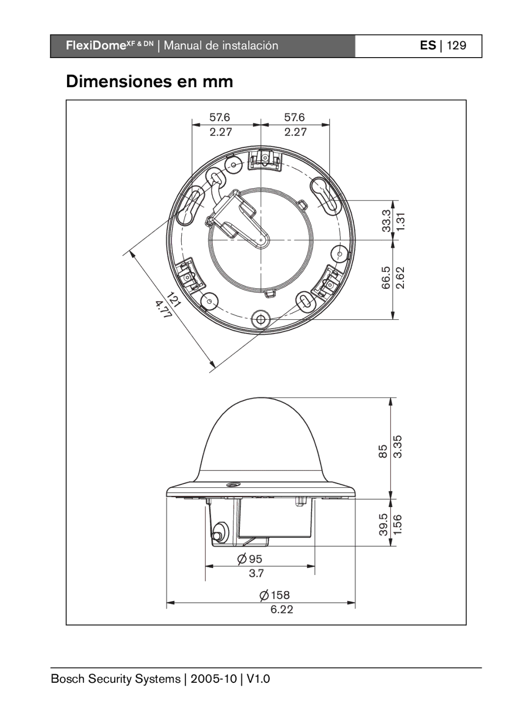 Bosch Appliances XF, DN installation instructions Dimensiones en mm, 57.6 33.3 66.5 