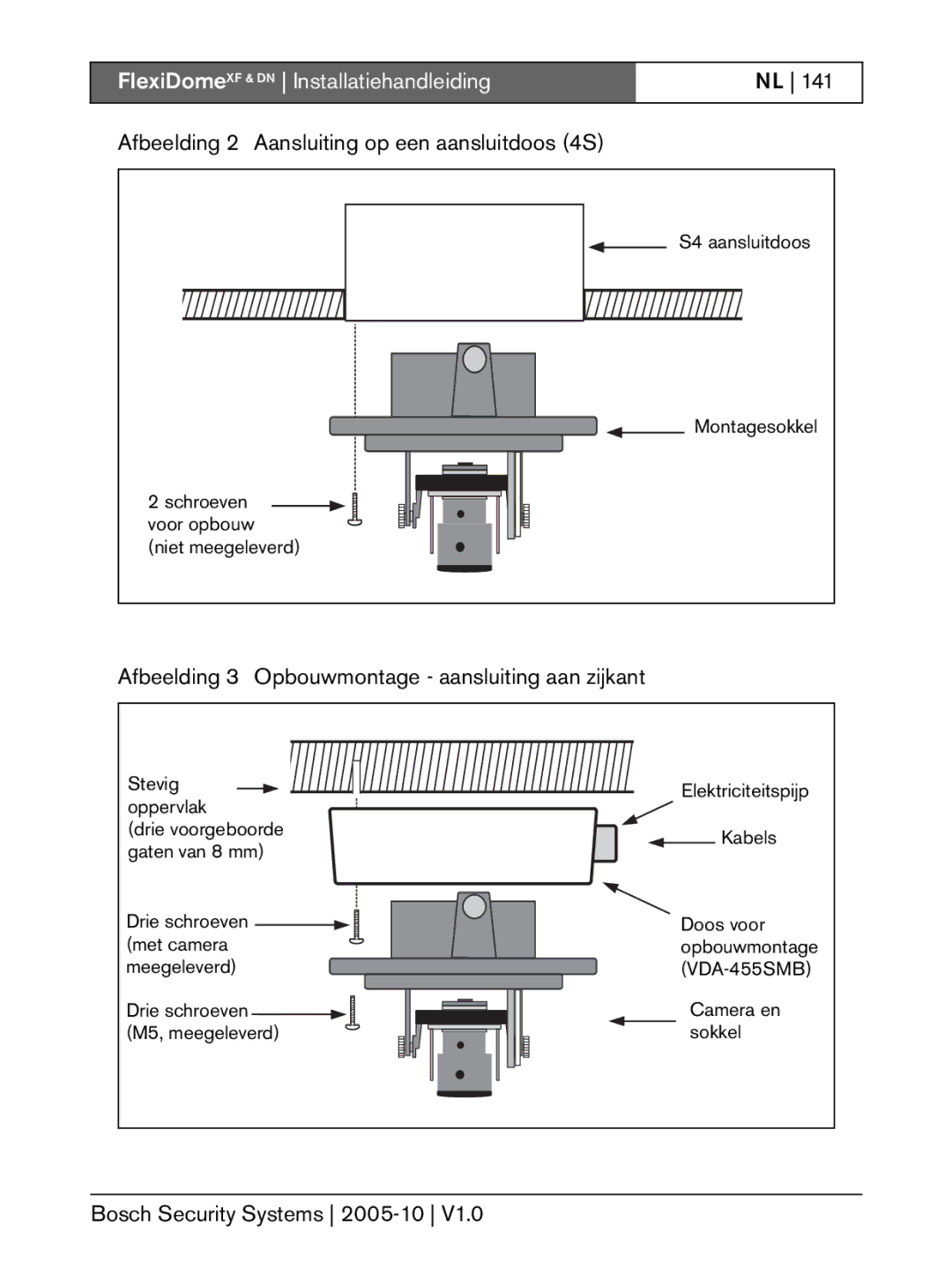 Bosch Appliances XF, DN installation instructions Afbeelding 3 Opbouwmontage aansluiting aan zijkant 