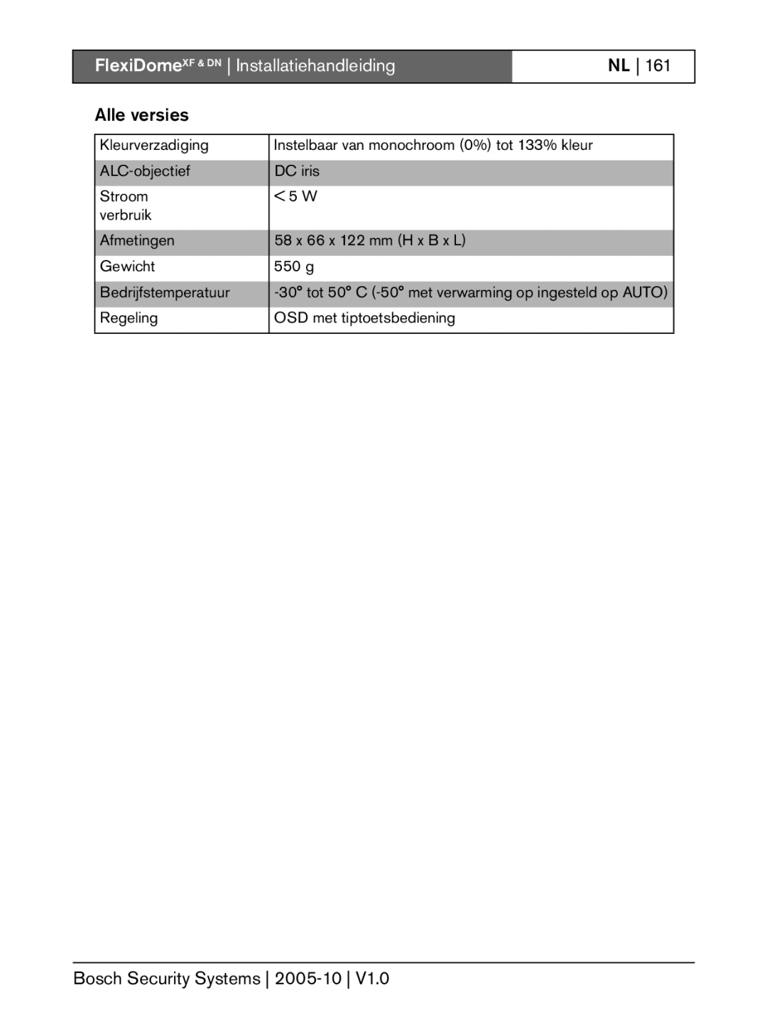 Bosch Appliances installation instructions FlexiDomeXF & DN Installatiehandleiding 