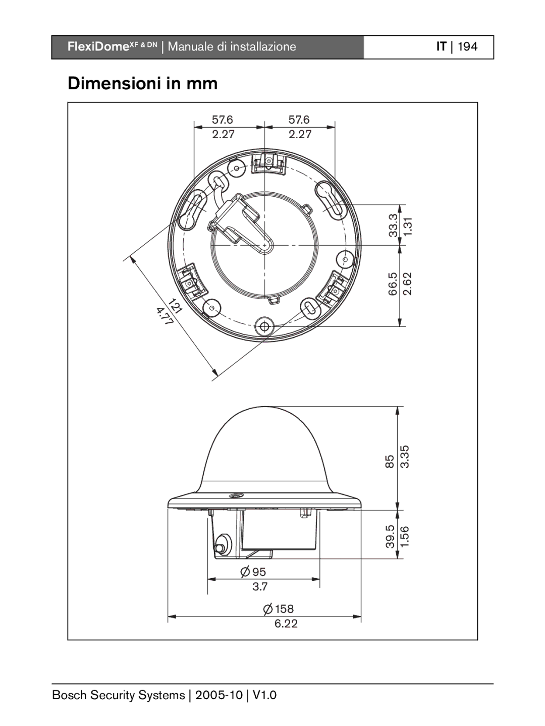 Bosch Appliances DN, XF installation instructions Dimensioni in mm, 57.6 33.3 66.5 