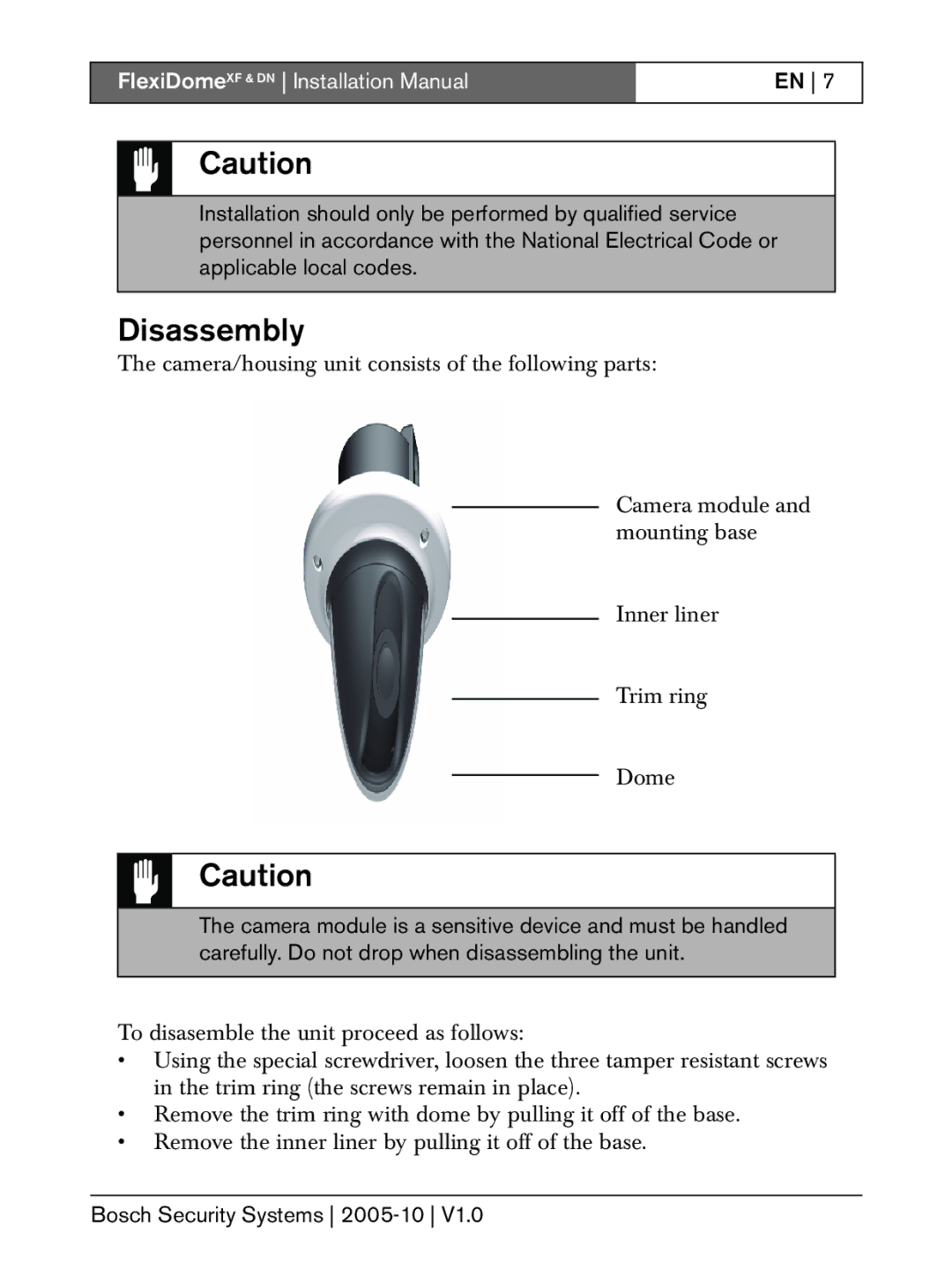 Bosch Appliances XF, DN installation instructions Disassembly 