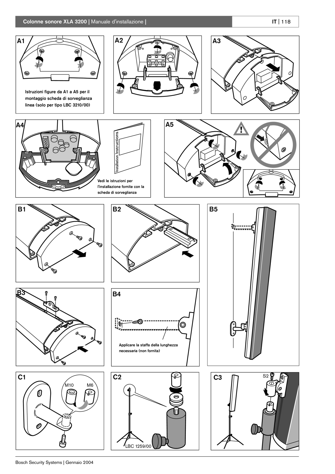 Bosch Appliances XLA 3200 installation manual Istruzioni figure da A1 a A5 per il 