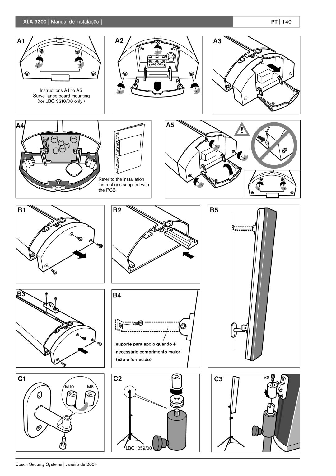 Bosch Appliances XLA 3200 installation manual Instructions A1 to A5 