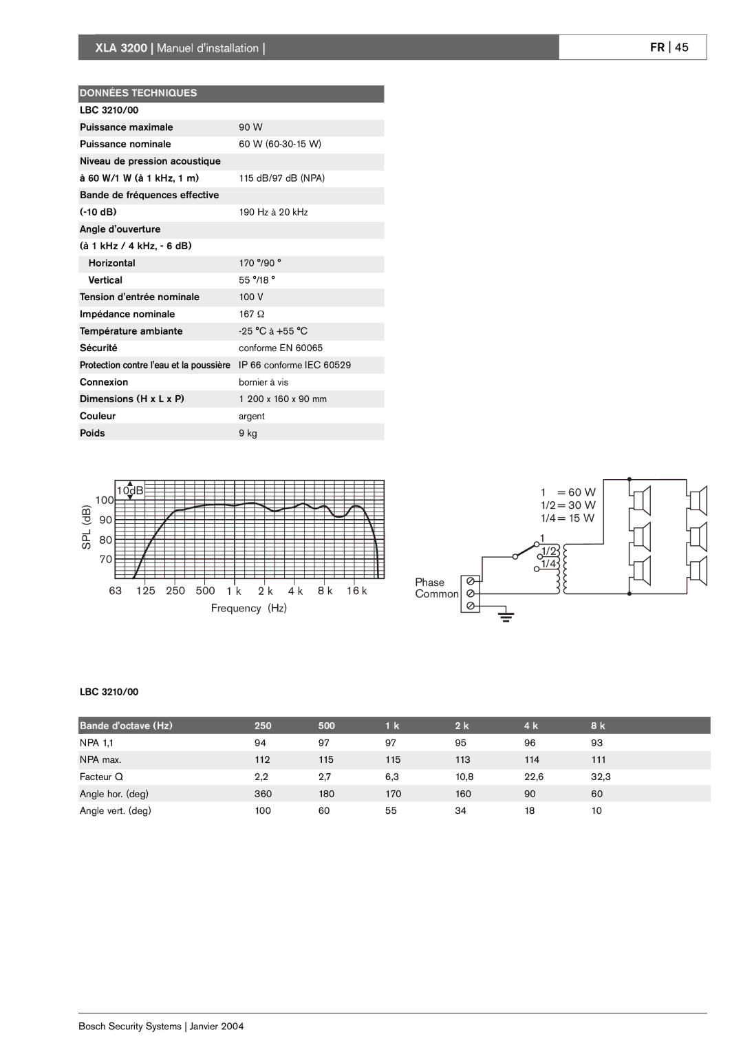 Bosch Appliances XLA 3200 installation manual Protection contre leau et la poussière 