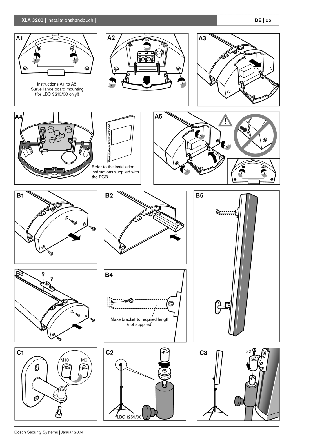 Bosch Appliances XLA 3200 installation manual Instructions A1 to A5 