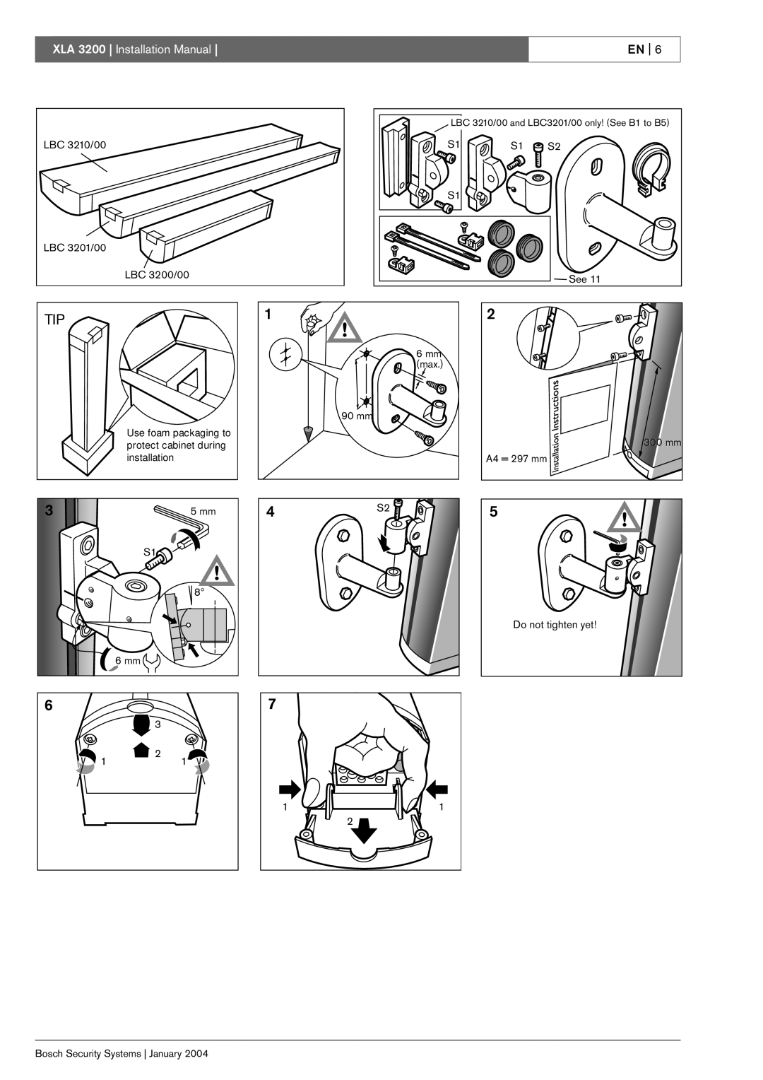 Bosch Appliances XLA 3200 installation manual Tip 