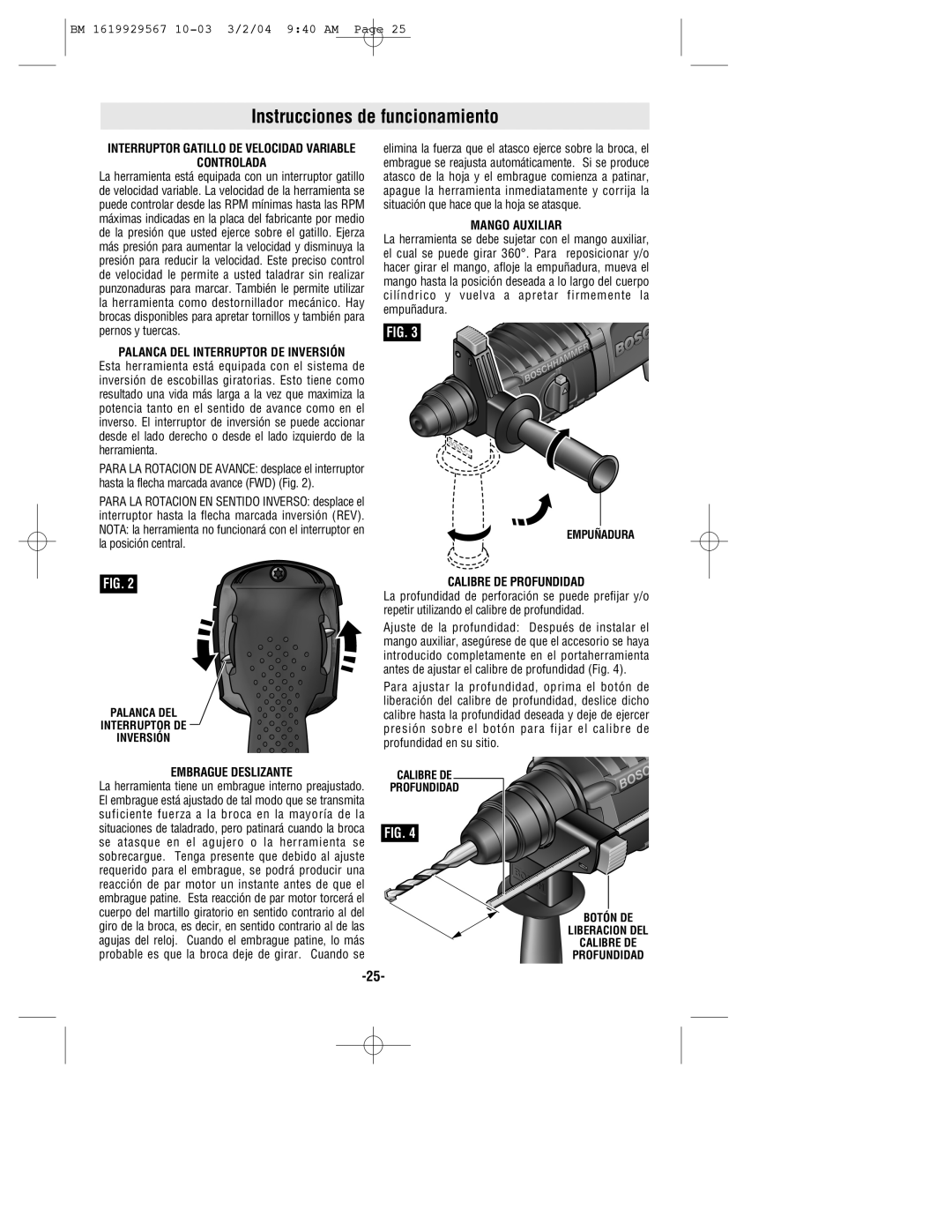 Bosch Power Tools 11250VSRD manual Instrucciones de funcionamiento 