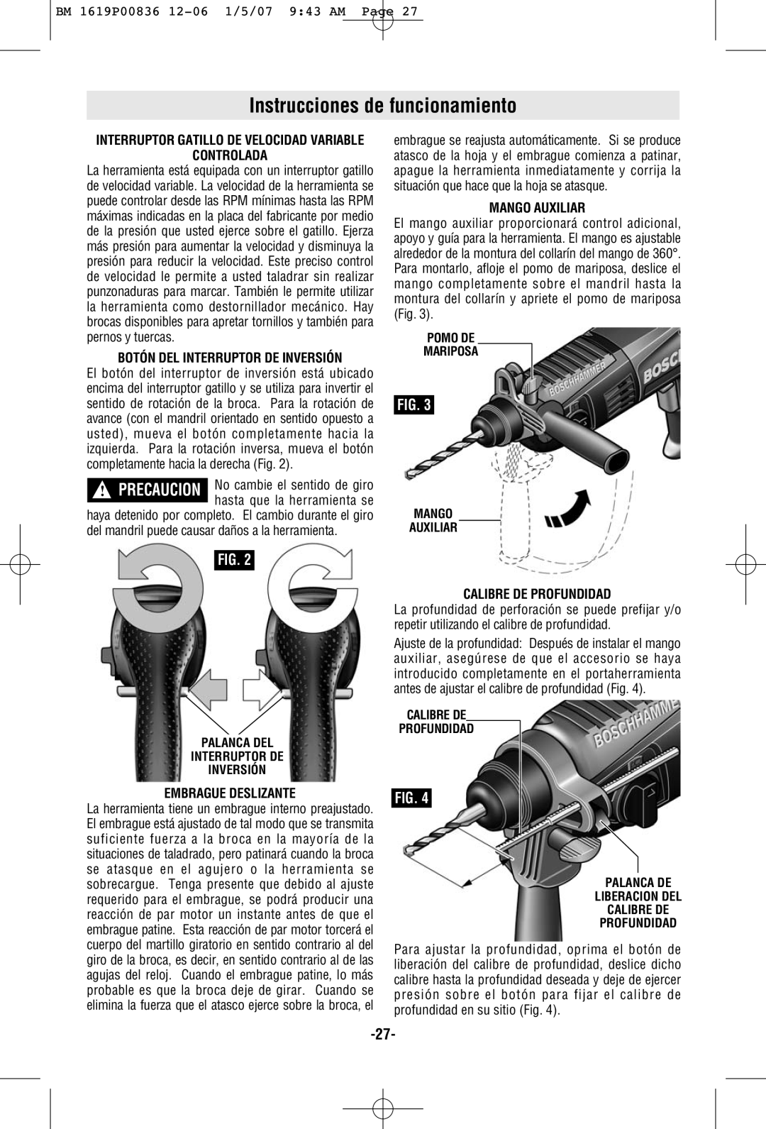 Bosch Power Tools 11258VSRC manual Instrucciones de funcionamiento 