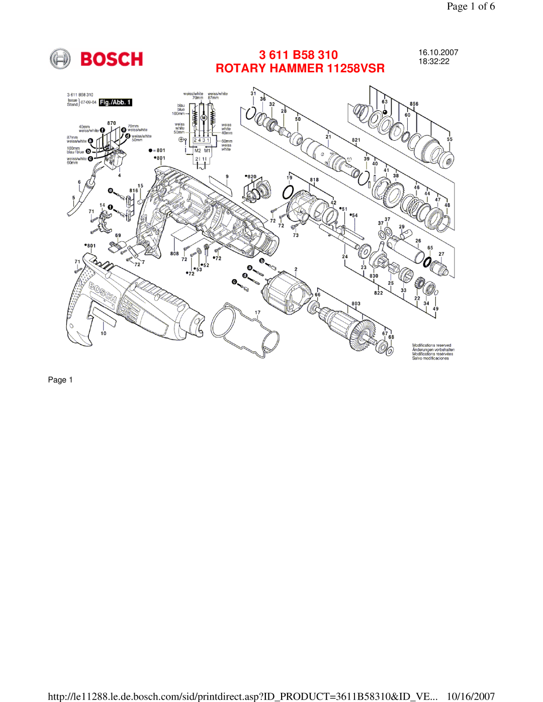 Bosch Power Tools 11258VSR manual 611 B58 