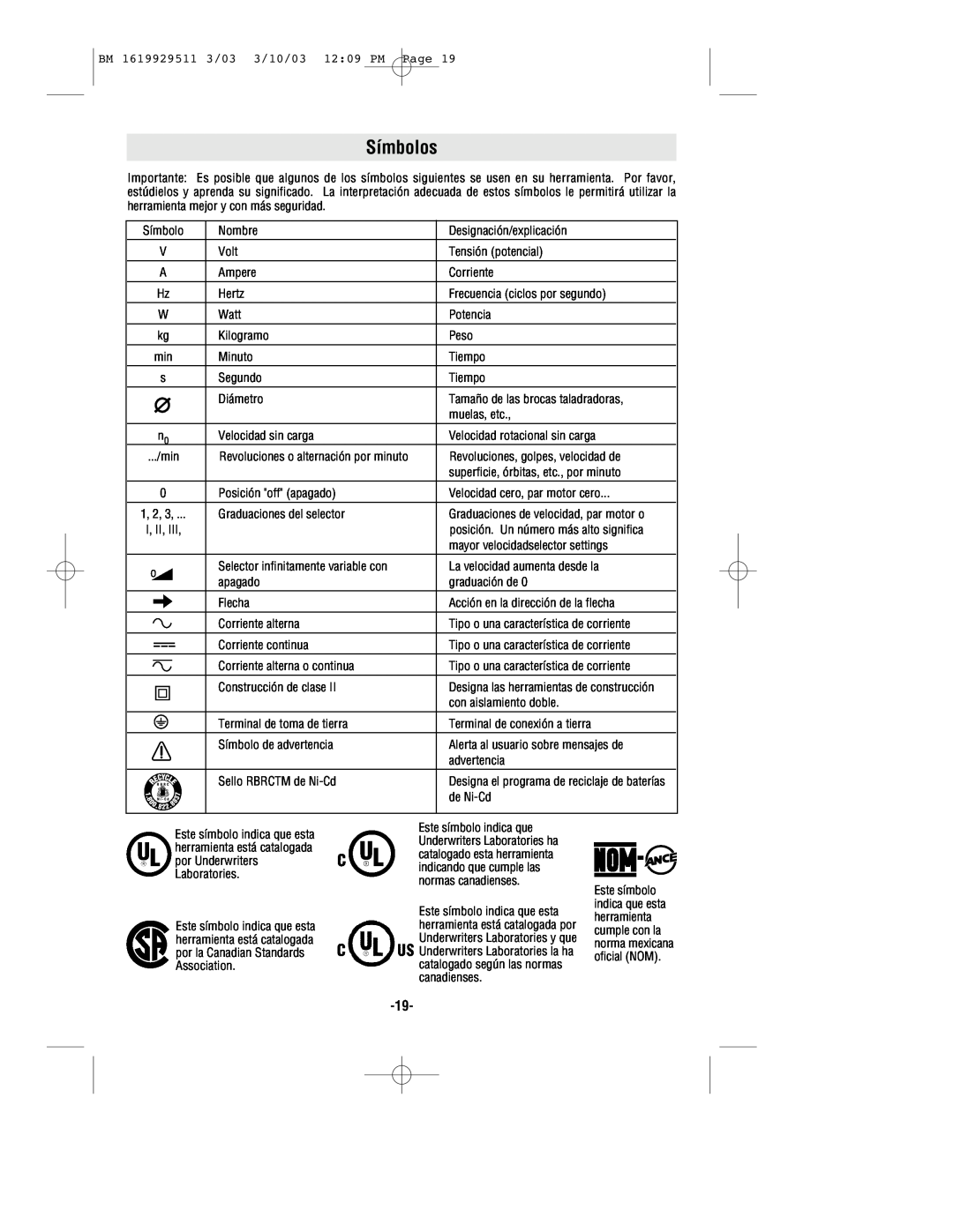 Bosch Power Tools 11317EVS manual Símbolos, Designa las herramientas de construcción 
