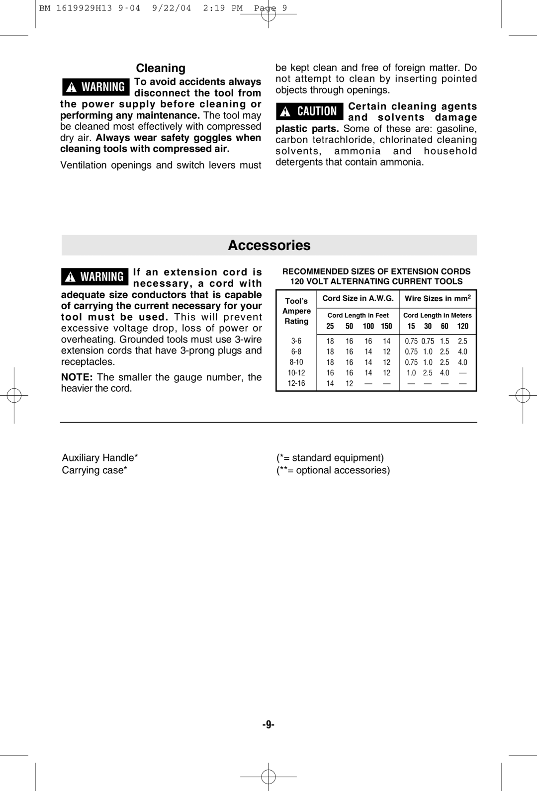 Bosch Power Tools 11318EVS manual Accessories, Cleaning 