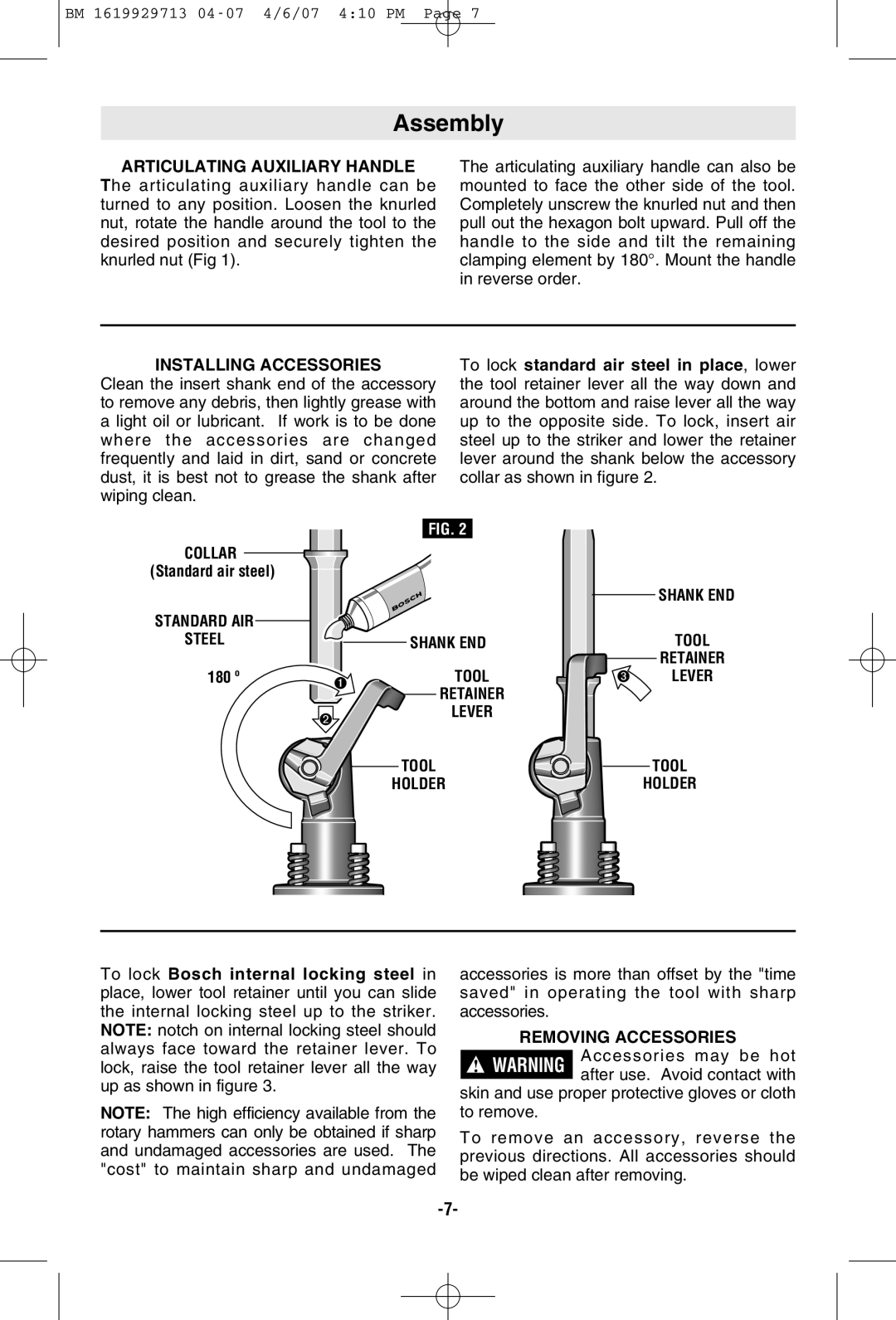 Bosch Power Tools 11335K manual Assembly 