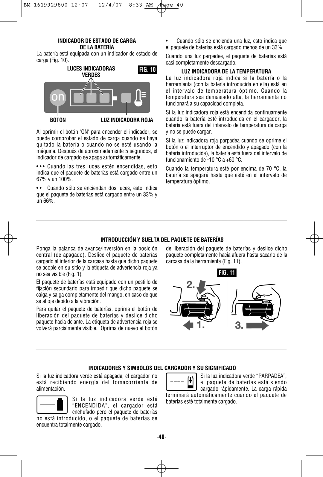 Bosch Power Tools 11536C Indicador DE Estado DE Carga DE LA Batería, Luces Indicadoras, LUZ Indicadora DE LA Temperatura 