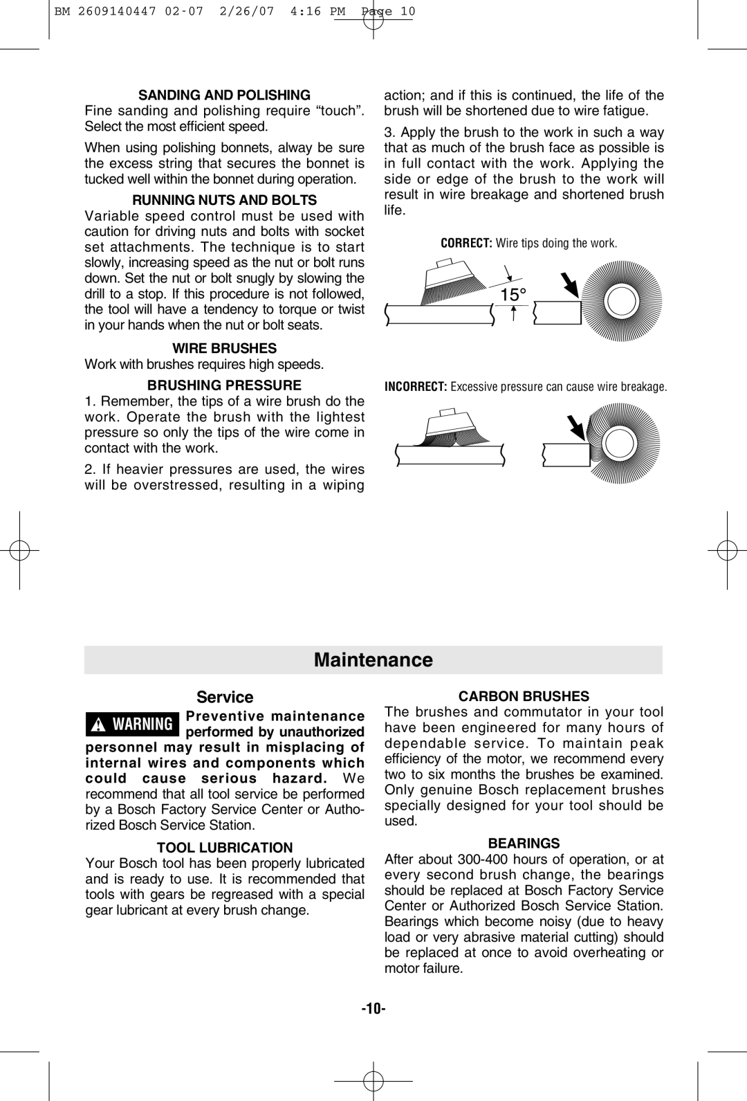 Bosch Power Tools 1191VSRK manual Maintenance 