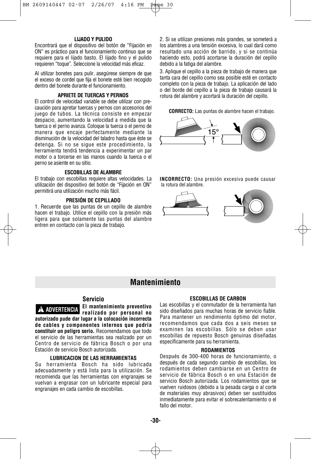 Bosch Power Tools 1191VSRK manual Mantenimiento, Servicio 