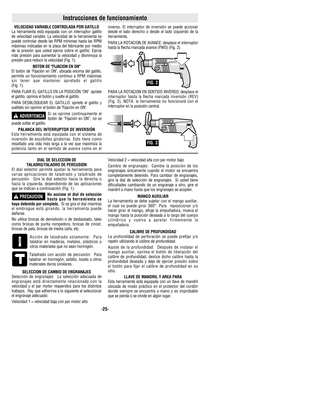 Bosch Power Tools 1199VSR Instrucciones de funcionamiento, Boton De Fijacion En On, Palanca Del Interruptor De Inversión 