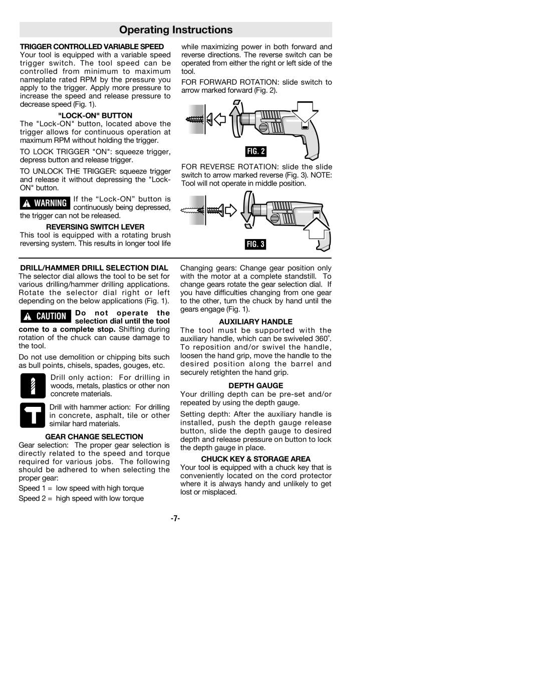 Bosch Power Tools 1199VSR manual Operating Instructions 