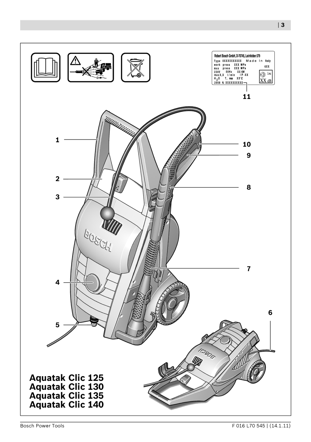 Bosch Power Tools 125 manual Aquatak Clic 