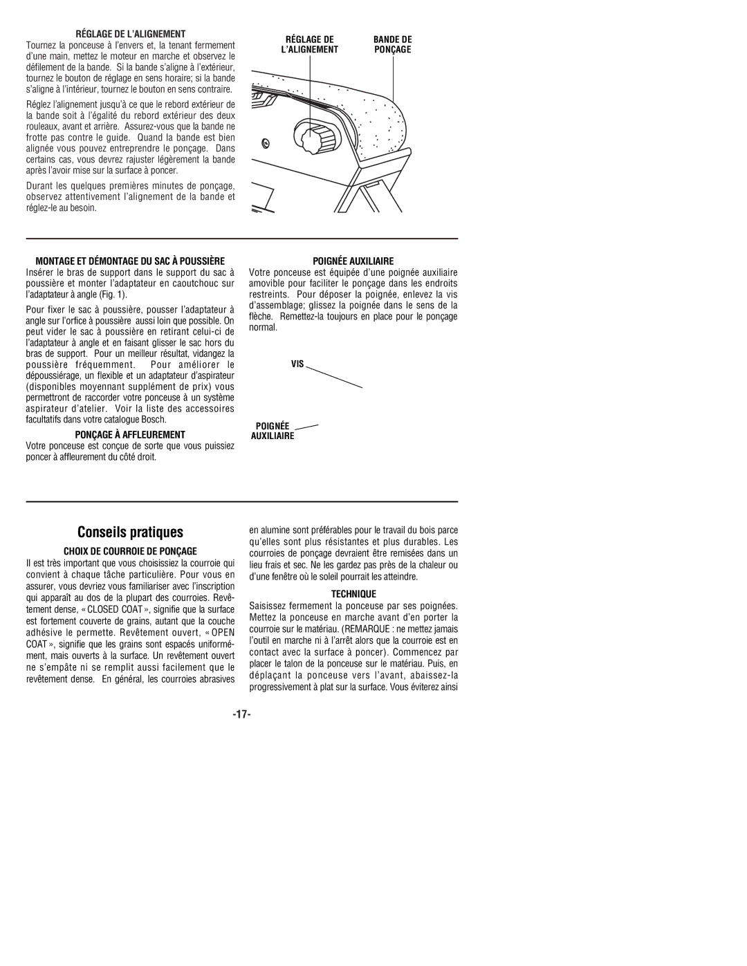 Bosch Power Tools 1274DVS manual Conseils pratiques 