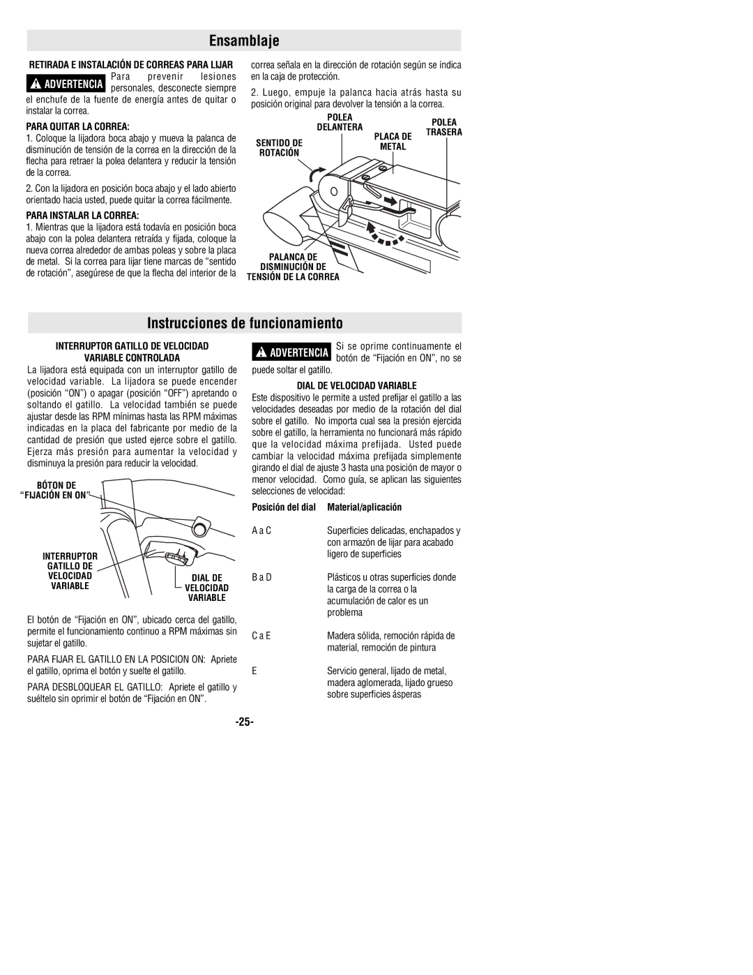 Bosch Power Tools 1274DVS manual Ensamblaje, Instrucciones de funcionamiento 