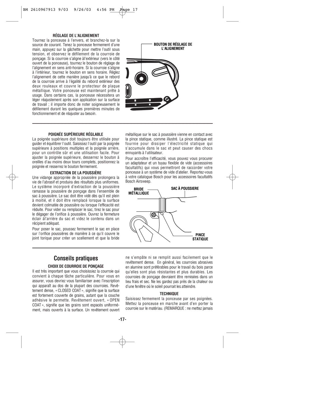 Bosch Power Tools 1275DVS, 1276DVS manual Conseils pratiques 