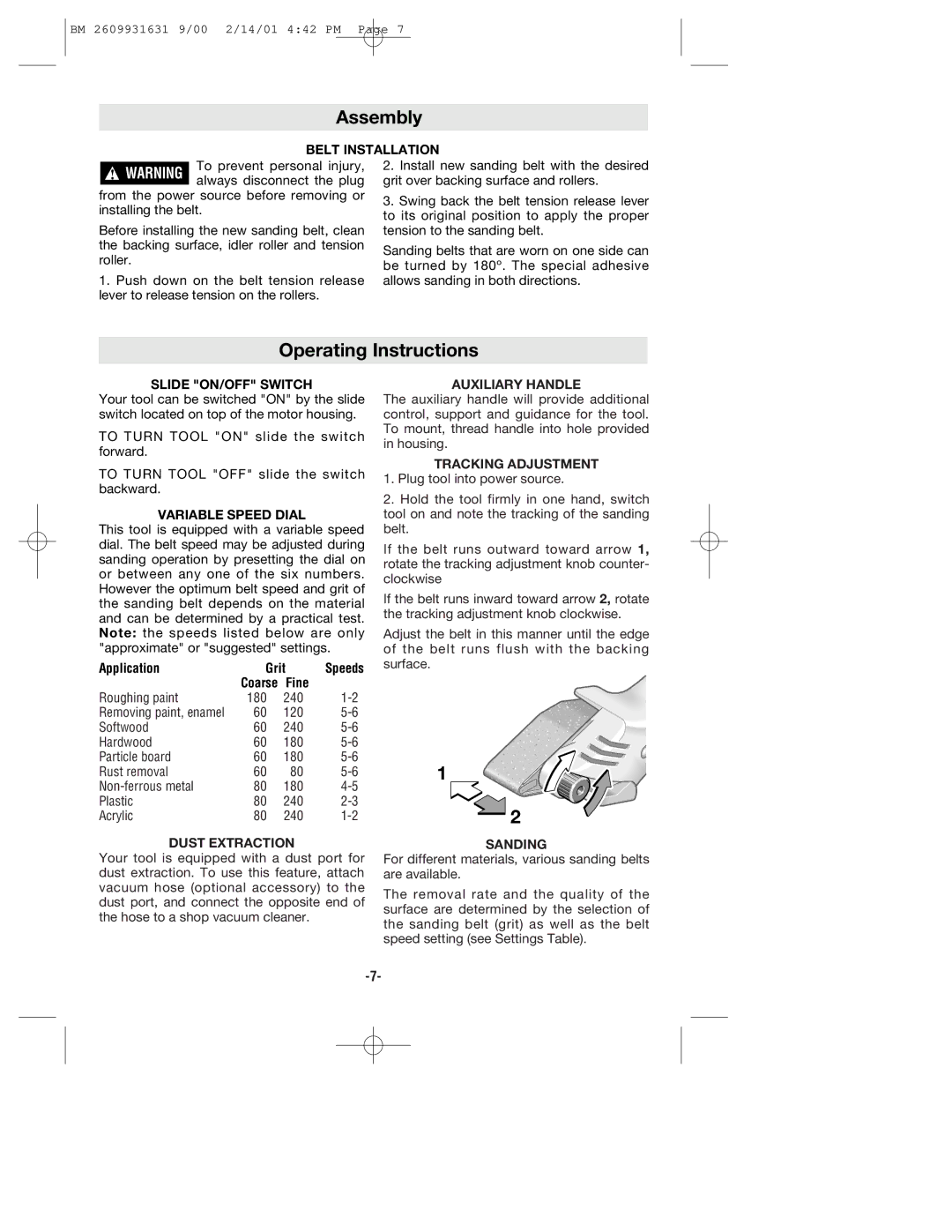 Bosch Power Tools 1278VSK manual Assembly, Operating Instructions 