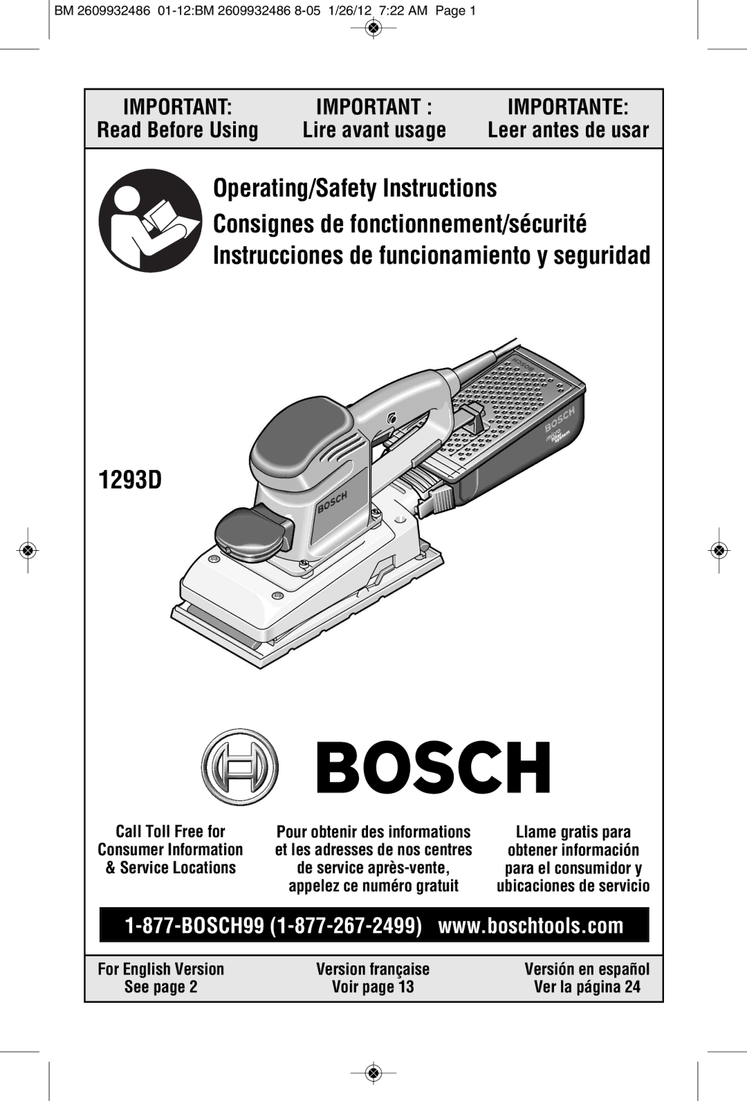 Bosch Power Tools 1293d manual 1293D, Leer antes de usar 