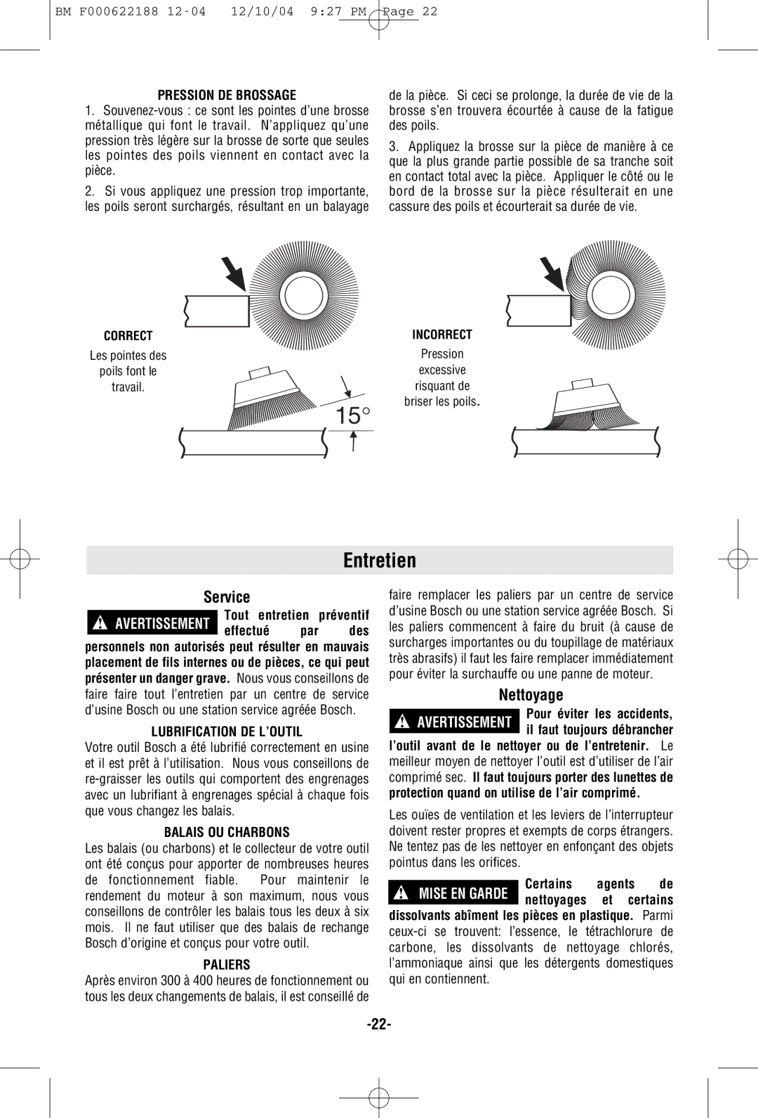 Bosch Power Tools 1348AE, 1347A manual Entretien, Nettoyage 