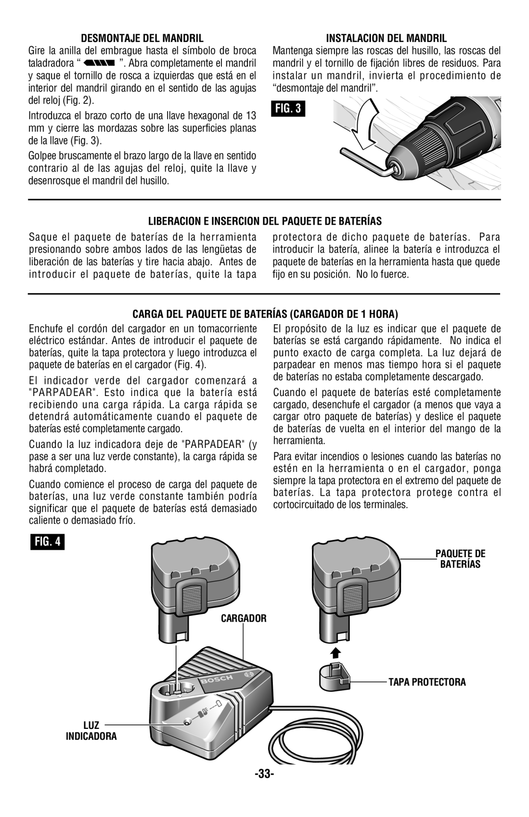 Bosch Power Tools 13614 Desmontaje DEL Mandril, Instalacion DEL Mandril, Liberacion E Insercion DEL Paquete DE Baterías 