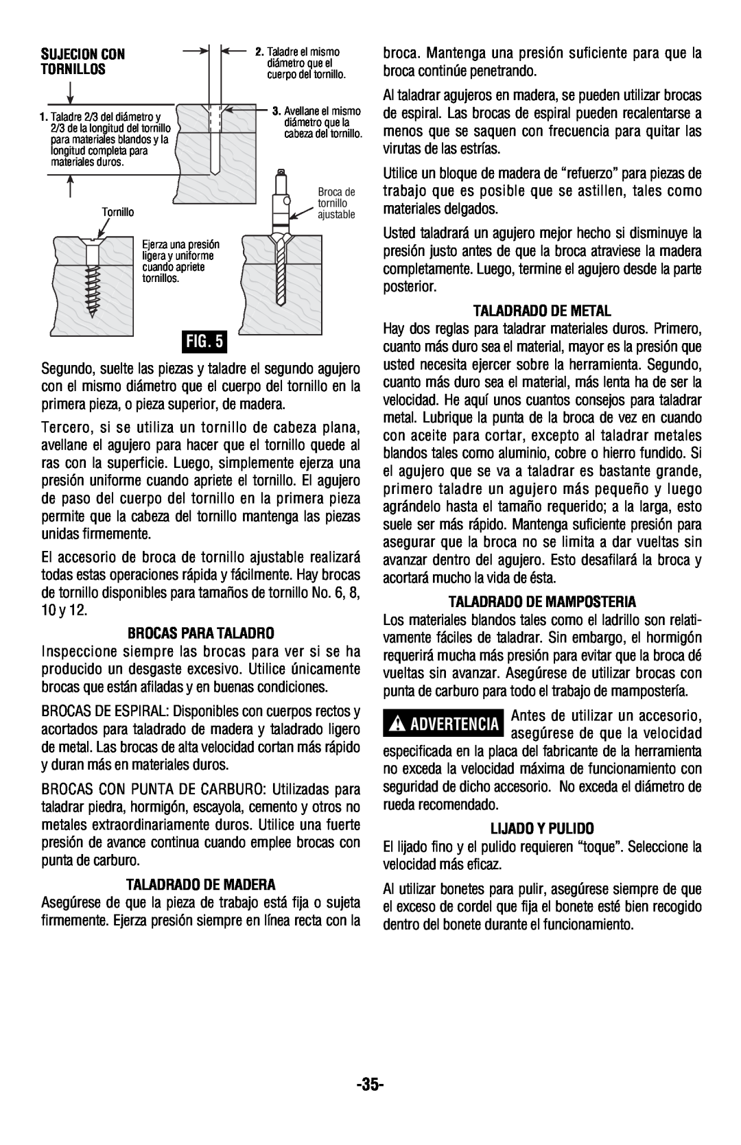 Bosch Power Tools 13624, 13614 manual Brocas Para Taladro, Taladrado De Madera, Taladrado De Metal, Taladrado De Mamposteria 