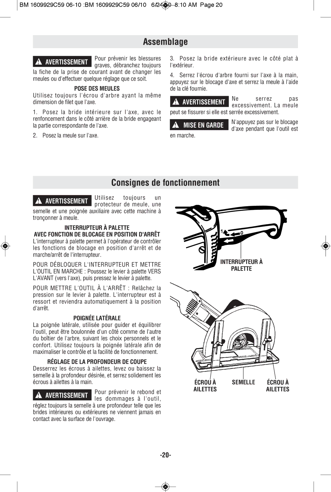 Bosch Power Tools 1364K, 1365K manual Assemblage, Consignes de fonctionnement 