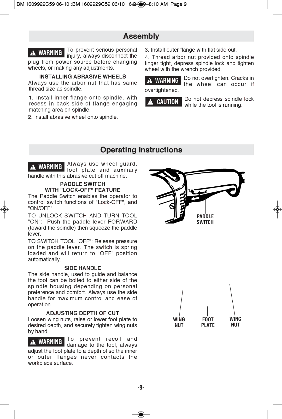 Bosch Power Tools 1364K, 1365K manual Assembly, Operating Instructions 