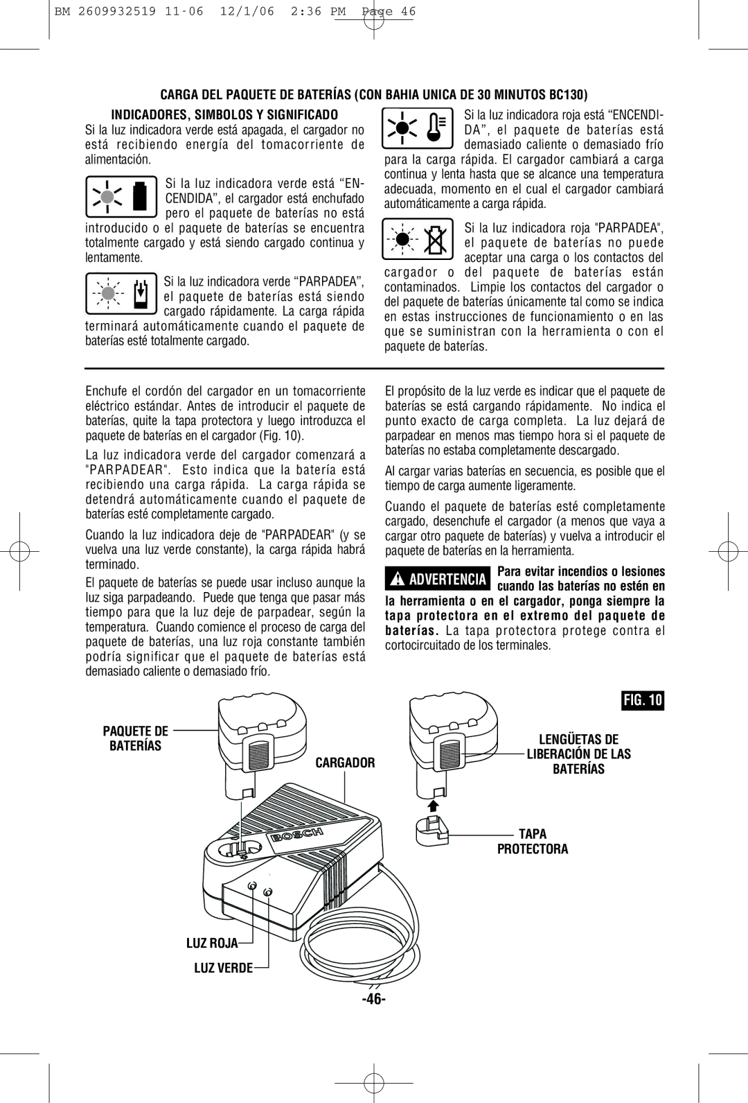 Bosch Power Tools 15614, 15618 manual Cargador, LUZ Roja LUZ Verde 