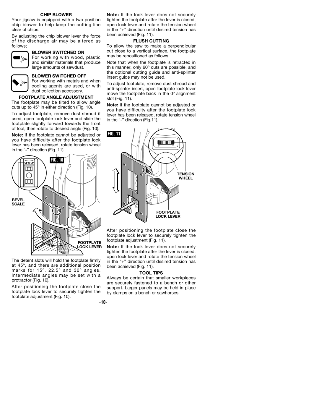 Bosch Power Tools 1591EVS Chip Blower, Blower Switched on, Blower Switched OFF, Footplate Angle Adjustment, Flush Cutting 