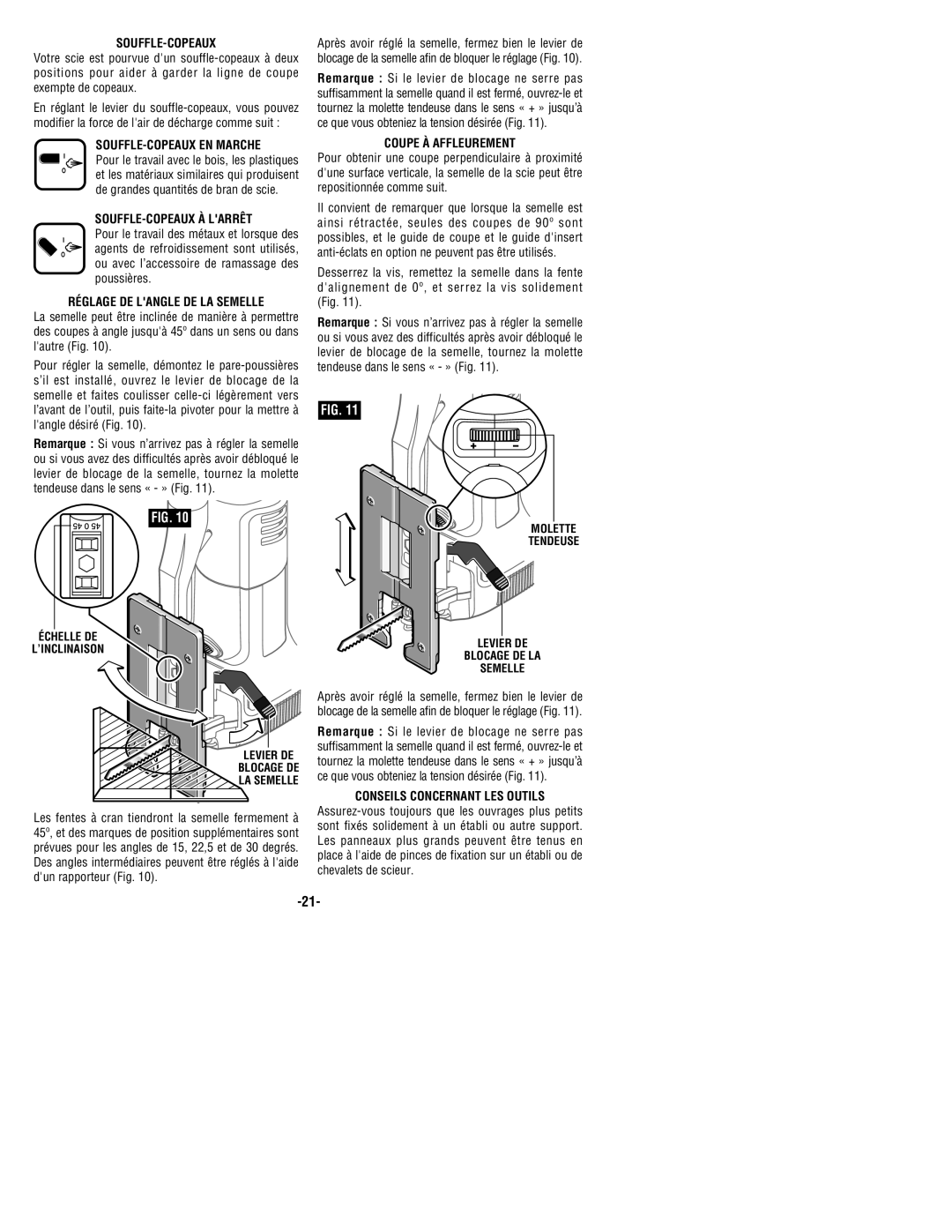 Bosch Power Tools 1590EVS manual Souffle-Copeaux, SOUFFLE-COPEAUX EN Marche, SOUFFLE-COPEAUX À Larrêt, Coupe À Affleurement 